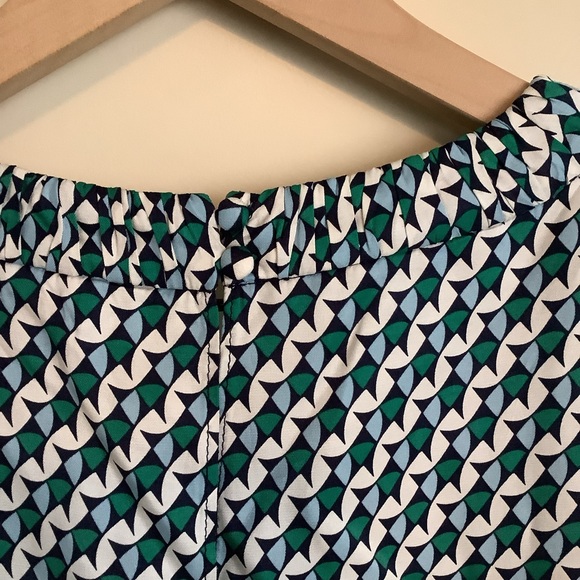 Boden Carey Silk Blend Top Blouse Blue/Green/Cream Size 6 - Picture 4 of 7